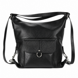 2 EN 1 Sac à main Sac à dos en cuir de vachette N1267 Noir Achat/cadeau utile