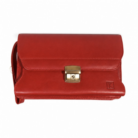 Sacoche/Pochette à main homme cuir TK0118 Cuir italien CAMEL/ORANGE - Cadeau homme