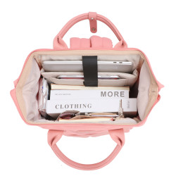 Sac à dos urbain chic, format M (H 35 x L 26 x P 17 cm), mélange de polyester 900D et de synthétique.ROSE