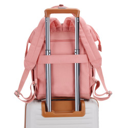 Sac à dos urbain chic, format M (H 35 x L 26 x P 17 cm), mélange de polyester 900D et de synthétique.ROSE