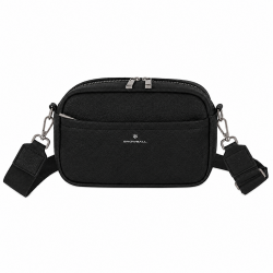 Snowbal Sac Bandoulière Femme en Cuir Grainé, NOIR