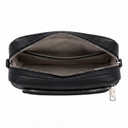 Snowbal Sac Bandoulière Femme en Cuir Grainé, NOIR