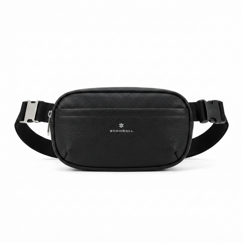 Sac banane porté de travers, 23 cm, polyester 900D avec garniture synthétique.NOIR