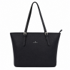 Sac shopping étudiant/lycéen zippé, synthétique PU, format A4.NOIR