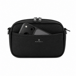 Sac banane porté de travers, 23 cm, polyester 900D avec garniture synthétique.NOIR
