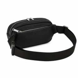 Sac banane porté de travers, 23 cm, polyester 900D avec garniture synthétique.NOIR