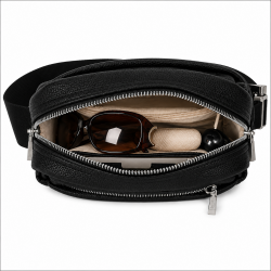 Sac banane porté de travers, 23 cm, polyester 900D avec garniture synthétique.NOIR