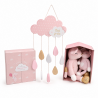 Lot de peluches souris maman et bébé, coffret naissance souvenir rose / tsuspension enfant nuage