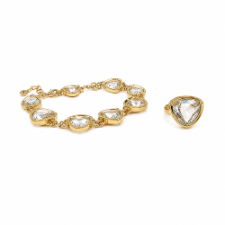 Bague plaque Or 24 carats - Cristal Swarovski - Bijoux Tendance 627 T 59 mm (18.8) 