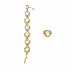 Bracelet design Cristaux Plaqué Or jaune 24 carats N579
