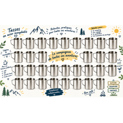 Ensemble de 32 tasses avec anse en métal.