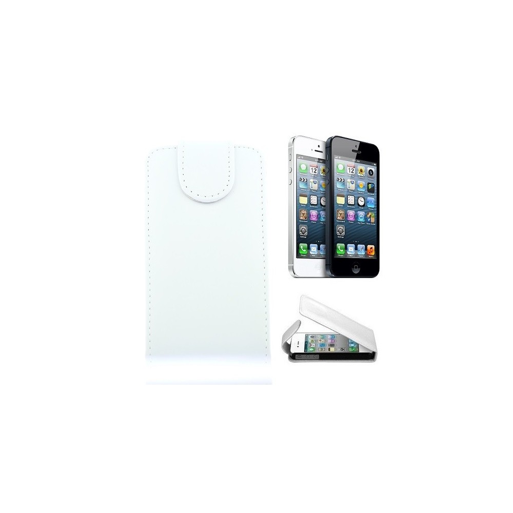 Apple iPhone 5 Etui Coque Housse Cuir flip Blanc PROMOTION -30%