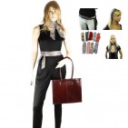 Cadeau achat utile - BANDEAU - FOULARD - ÉCHARPE - SERRE-TÊTE - CEINTURE Tout en un. à rayures noir. blanc. rouge Marron