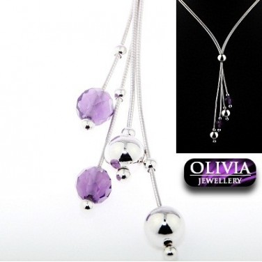 Collier Argent 925 Perles Cristaux - Bijoux argent - 489