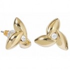 Bijoux - Boucles d'oreilles plaque or fleur poli cristal Swarovski 597