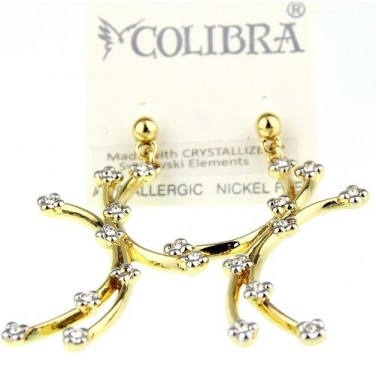 Jolie boucles d'oreilles design fantaisie plaqué or - Bijoux Swarovski Elements 598