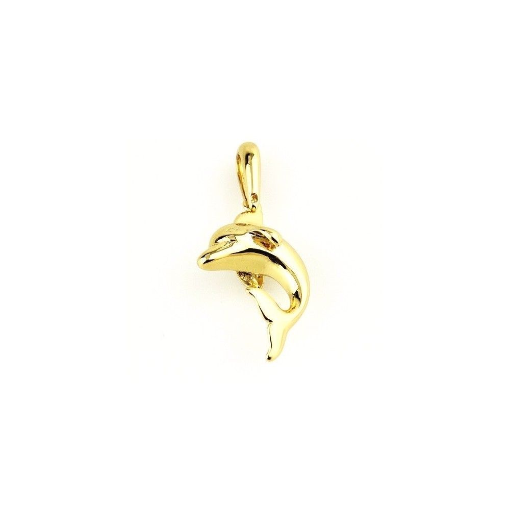 Bijoux Pendentif dolphin plaque or jaune 24 carats n°603