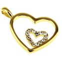 Bijoux Pendentif Coeur Double. cristaux Swarovski sertis sur plaqué Or 606