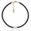 Bracelet tendance noir Plaque or. cristaux Swarovski/Karpinski N°610