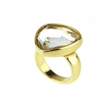 Bague plaque Or 24 carats - Cristal Swarovski - Bijoux Tendance 627 T 59 mm (18.8)