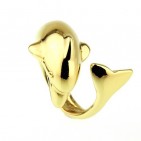 Bague Dolphin plaque Or jaune 24 carats. taille ajustable - Olivia Bijoux 50-60 MM AJUSTABLE