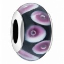 Drpos Charme Bracelet Pendentif verre noire viole/rose N°631