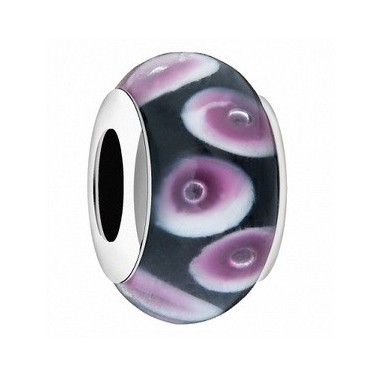 Drpos Charme Bracelet Pendentif verre noire viole/rose N°631