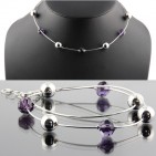 Collier chaine Argent 925 Cristaux violet N634