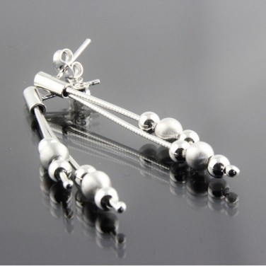 Boucles d'oreilles pendantes en argent massif 925 Perles N645