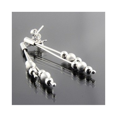 Boucles d'oreilles pendantes en argent massif 925 Perles N645