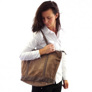 Sac shopping Sac étudiante Cuir velours PARME II N1083 Beige