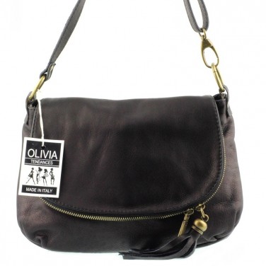 Sac bandoulière Cuir noir PALERME N1086 Sac en cuir PRIX DU WEB