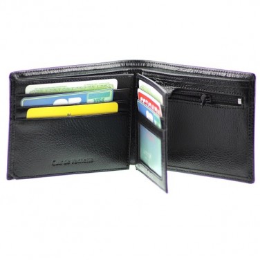 Portefeuille à l'italienne Cuir noir N1181 Porte-monnaie homme Cadeau prête à offrir ou s'offrir