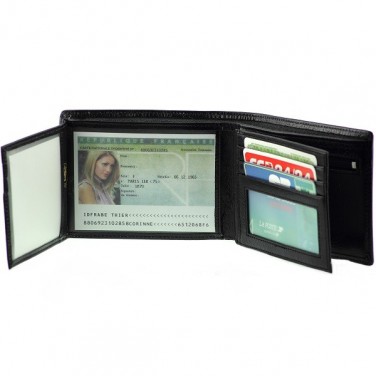 Portefeuille à l'italienne Cuir noir N1181 Porte-monnaie homme Cadeau prête à offrir ou s'offrir