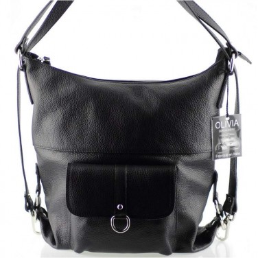 2 EN 1 Sac à main Sac à dos en cuir de vachette N1267 Noir Achat/cadeau utile