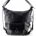 2 EN 1 Sac à main Sac à dos en cuir de vachette N1267 Noir Achat/cadeau utile