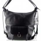 2 EN 1 Sac à main Sac à dos en cuir de vachette N1267 Noir Achat/cadeau utile