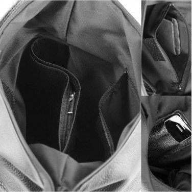 2 EN 1 Sac à main Sac à dos en cuir de vachette N1267 Noir Achat/cadeau utile