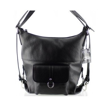 2 EN 1 Sac à main Sac à dos en cuir de vachette N1267 Noir Achat/cadeau utile