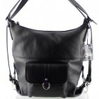 2 EN 1 Sac à main Sac à dos en cuir de vachette N1267 Noir Achat/cadeau utile