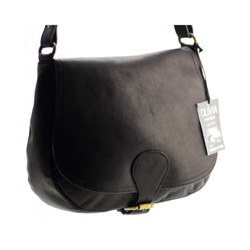 Sac à main Sac bandoulière femme Cuir noir N1295 Sac en cuir véritable