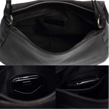 Sac à main Sac bandoulière femme Cuir noir N1295 Sac en cuir véritable