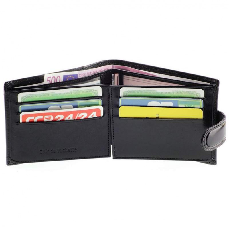 Portefeuille Homme Tout-en-un Classique En Simili Cuir Noir - Neuf Avec étiquettes - Format Mini