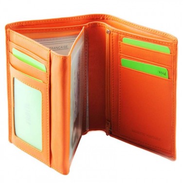 Portefeuille cuir orange FANCIL N1636 portefeuille homme/femme. classique et moderne à la fois