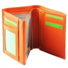 Portefeuille cuir orange FANCIL N1636 portefeuille homme/femme. classique et moderne à la fois