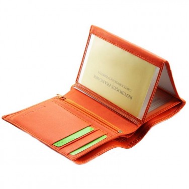 Portefeuille cuir orange FANCIL N1636 portefeuille homme/femme. classique et moderne à la fois