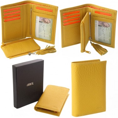 Portefeuille magique cuir grainé - Porte-monnaie - Femme/Fille - 14 x 10 cm Jaune