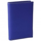 Portefeuille en cuir grainé bleu 1830 - design. solide. résistant - 15 x 10.5 cm