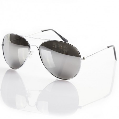 Lunettes de soleil tendance - VIPER 1964 UV400 - Monture argent - Verre effet miroir